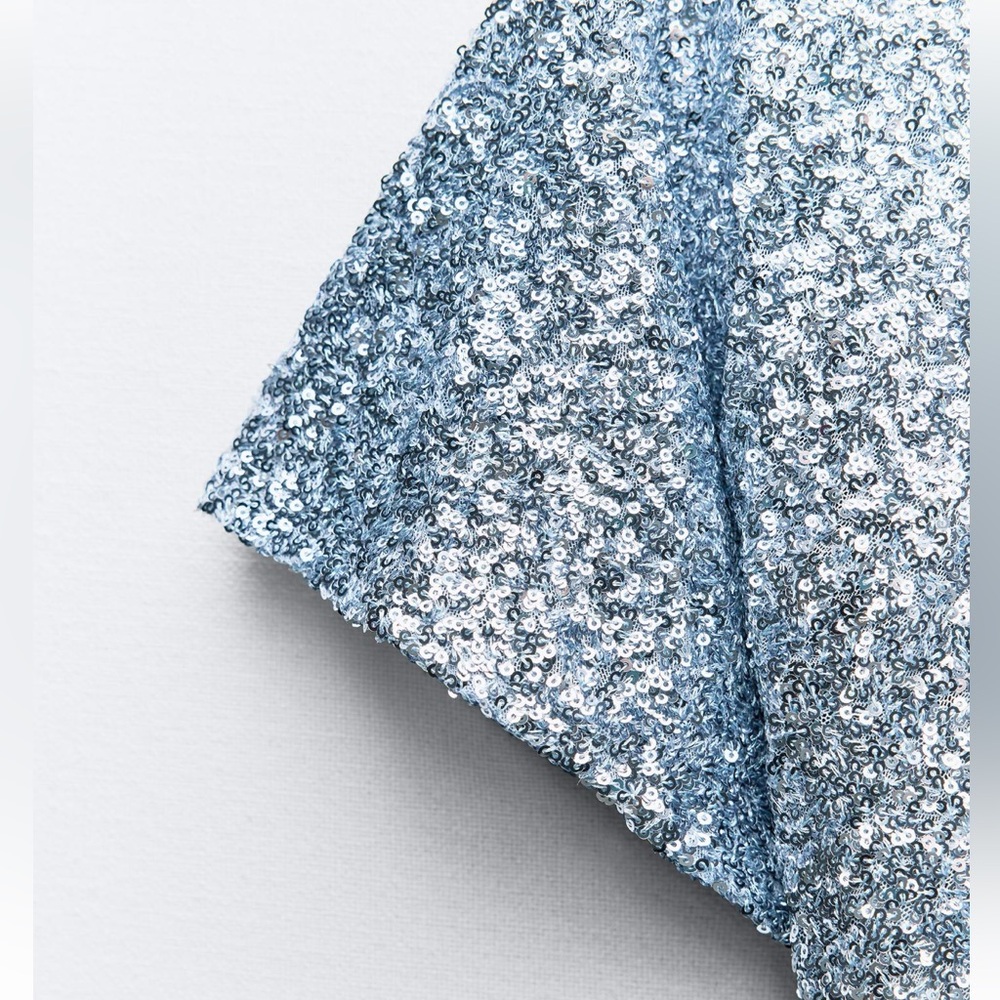 Zara Light Blue Sequin Mini Dress - Picture 10 of 10